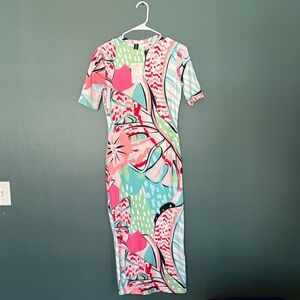 Vibrant Abstract Midi Dress